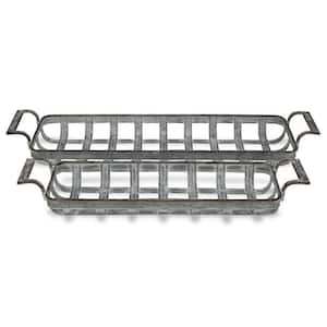 Gray Rectangle Metal 28.75 in. Decorative Tray Set of 2