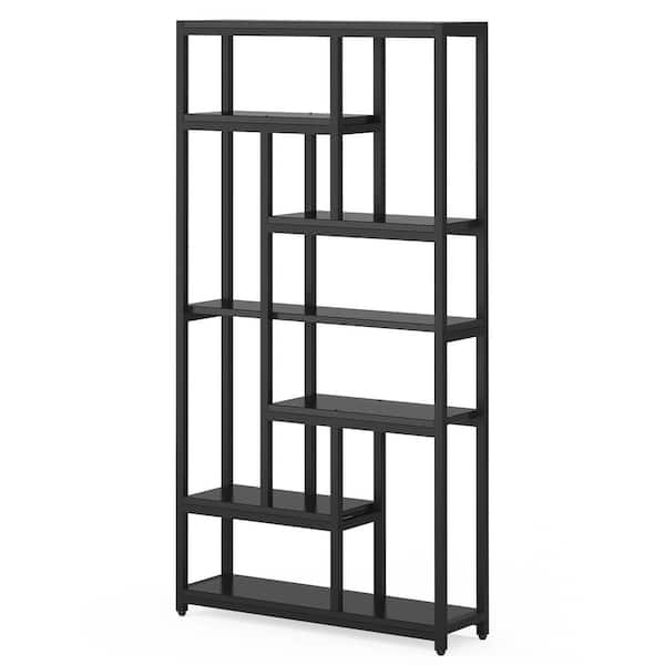 Eulas 79 in. Black 10-Shelf Etagere Bookcase with Open Shelves, 7-Tier  Extra Tall Bookshelf for Home Office