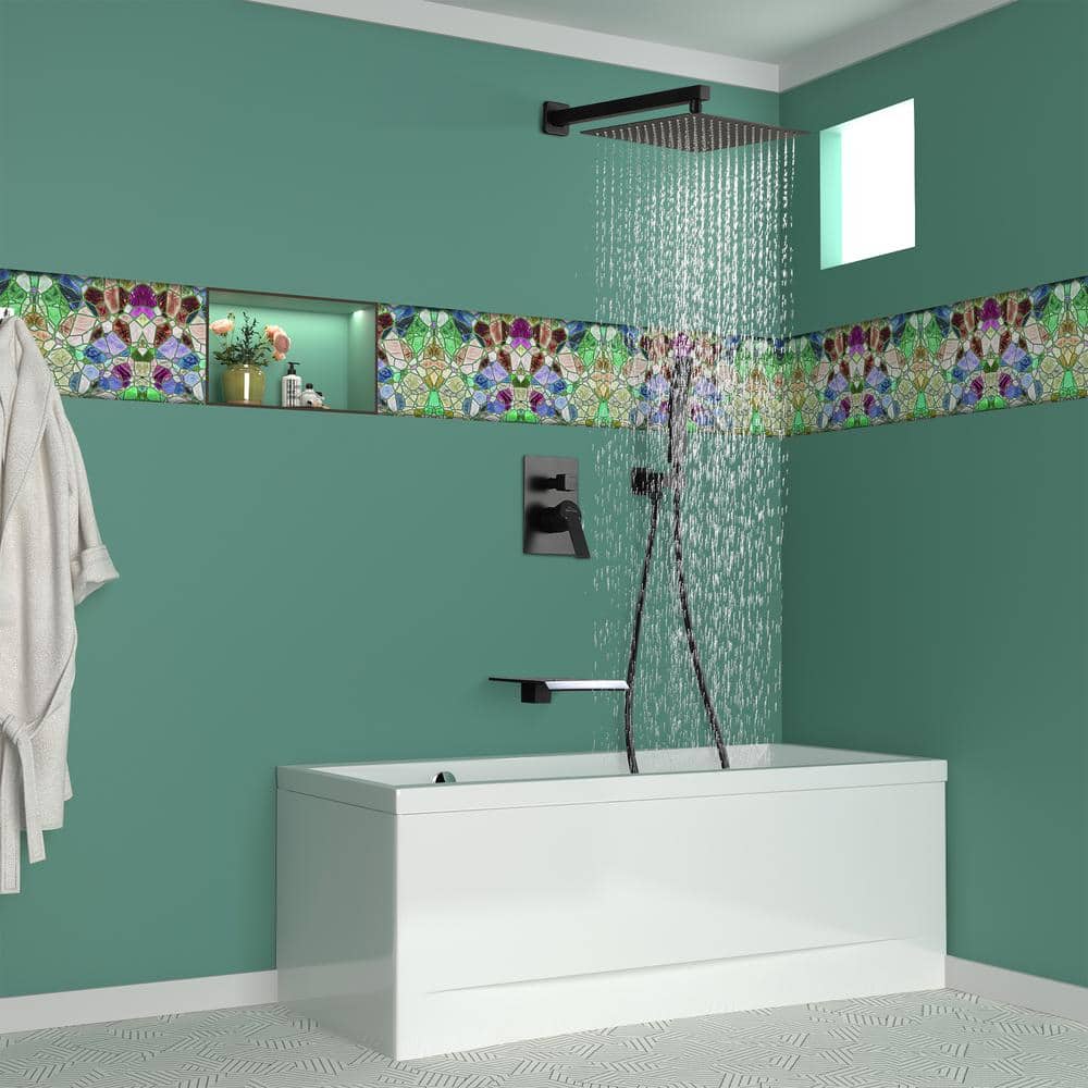 Matte Black Wall-Mounted Multi-Head Shower System with Handheld