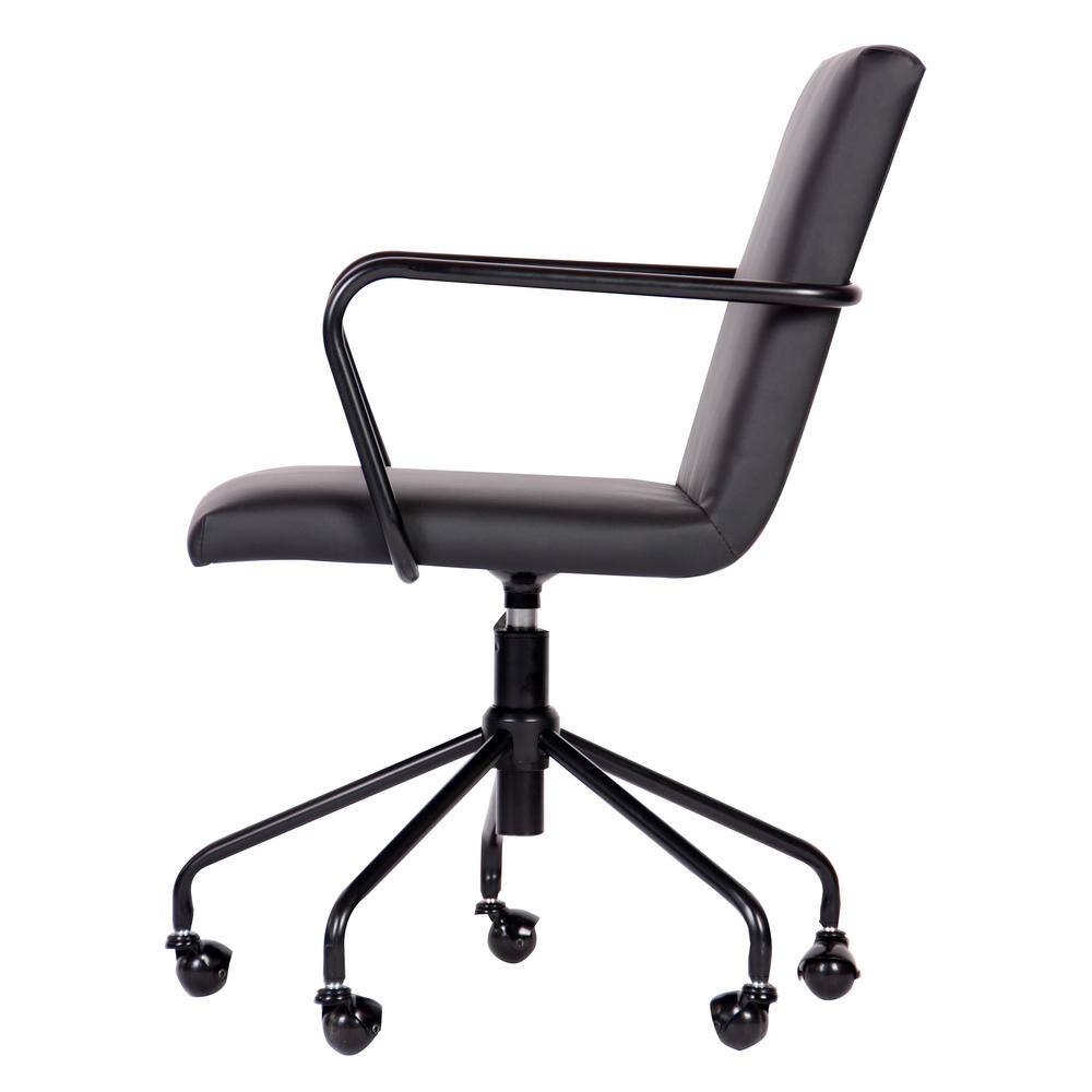 Logan Black Faux Leather Swivel Desk Chair with Metal Base