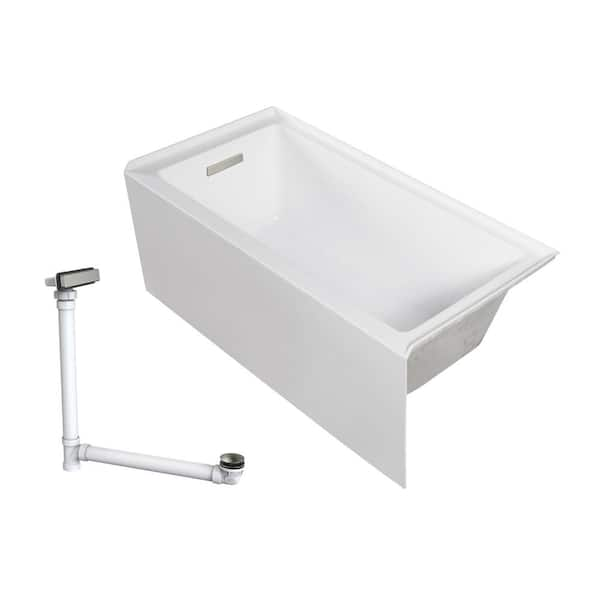 Unity AFR 60 in. x 32 in. Soaking Bathtub with Left Drain in White/Brushed Nickel