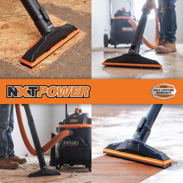 16 Gal. 7.0 Peak HP NXT Power Shop Vacuum HD1900 Wet Dry Vac with Cart, Pro Hose, Bristle Shoe Kit and Accessories