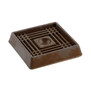 2 in. Brown Square Smooth Rubber Floor Protector Furniture Cups for Carpet & Hard Floors (4-Pack)