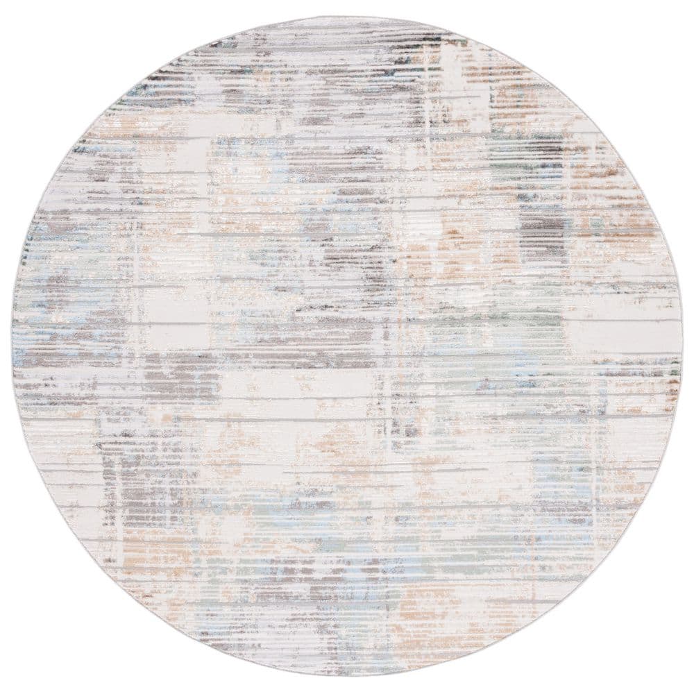 Bel Air 7 ft. x 7 ft. Dark Gray/Gold Striped Distressed Round Area Rug price history on PriceWatchPro