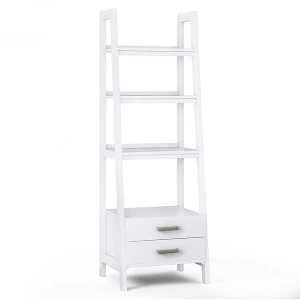 Simpli Home Sawhorse 72 in. H White Wooden 4-Shelf Accent Bookcase