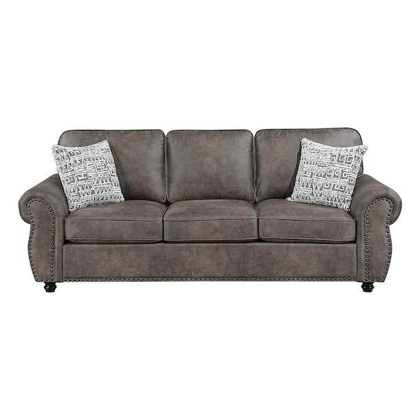 Lazzara Medon 91 Rolled Arm Microfiber Rectangle Living Room Sofa