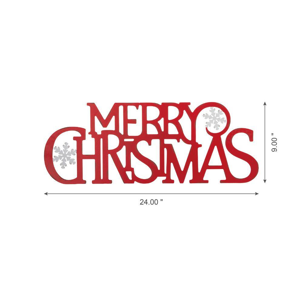 Red Iron Merry Christmas Outdoor Wall Sign