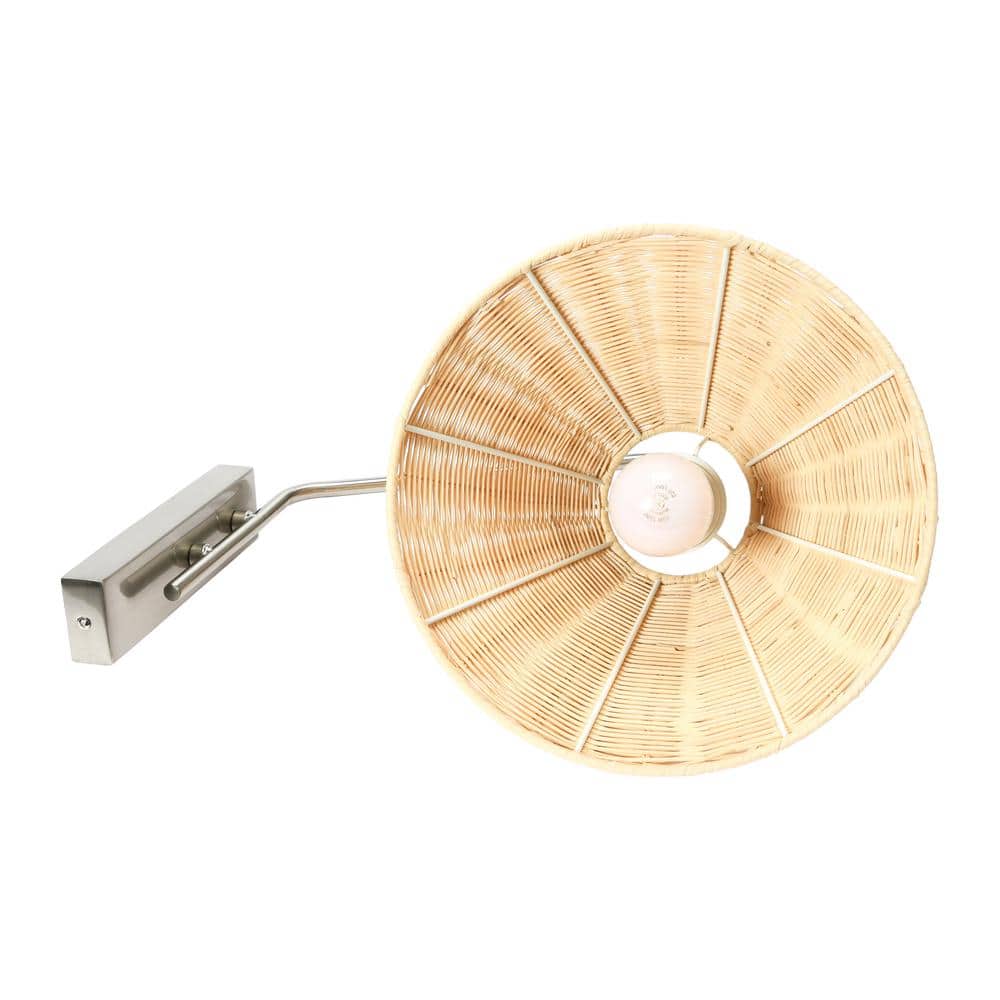 Coastal Nickel Wall Sconce with Natural Rattan Shade