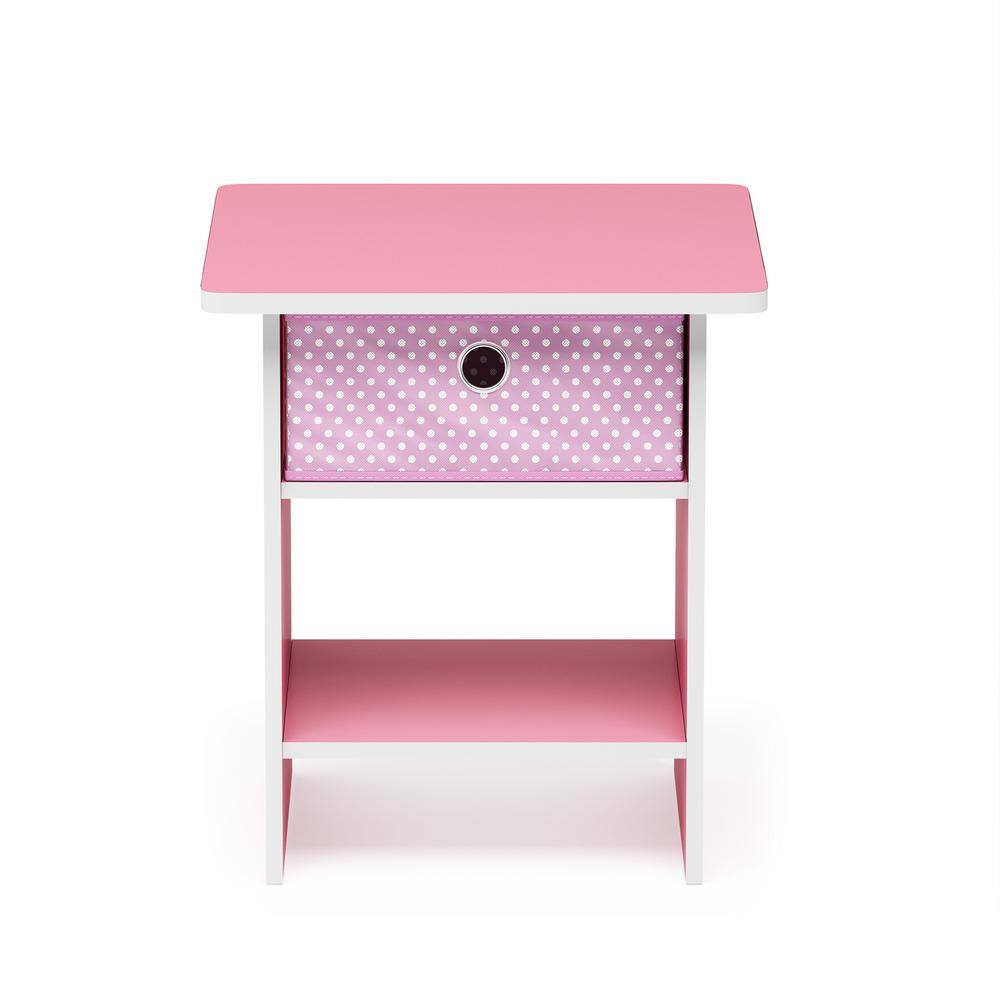 Furinno Home Living Pink/Light Pink End Table/Night Stand Storage Shelf ...