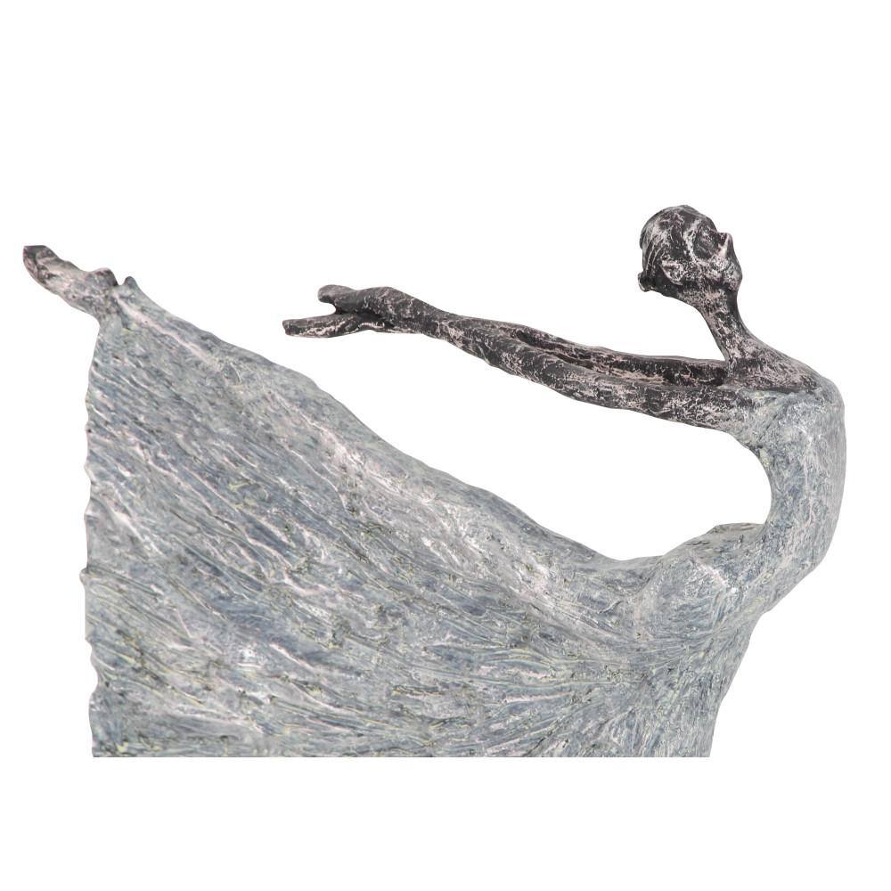 Gray Polystone Abstract Dancer Sculpture 12" x 3" x 16"