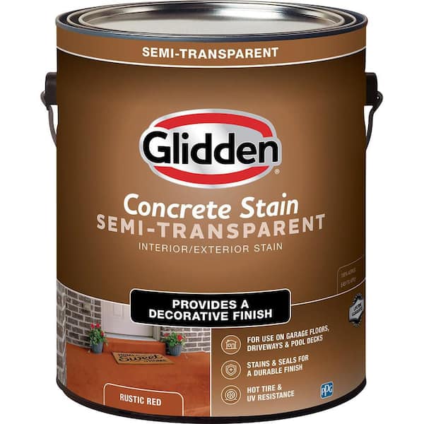 Glidden 1 gal. Rustic Red Interior/Exterior Semi-Transparent Concrete Stain  GLN5052-01 - The Home Depot