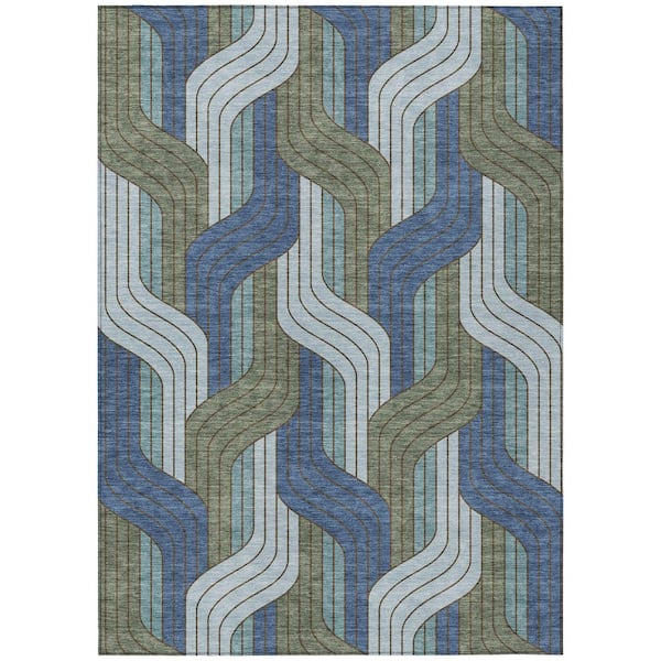 Chantille Machine Washable Indoor/Outdoor Abstract ACN2422 Navy 10 ft. x 14 ft. Area Rug