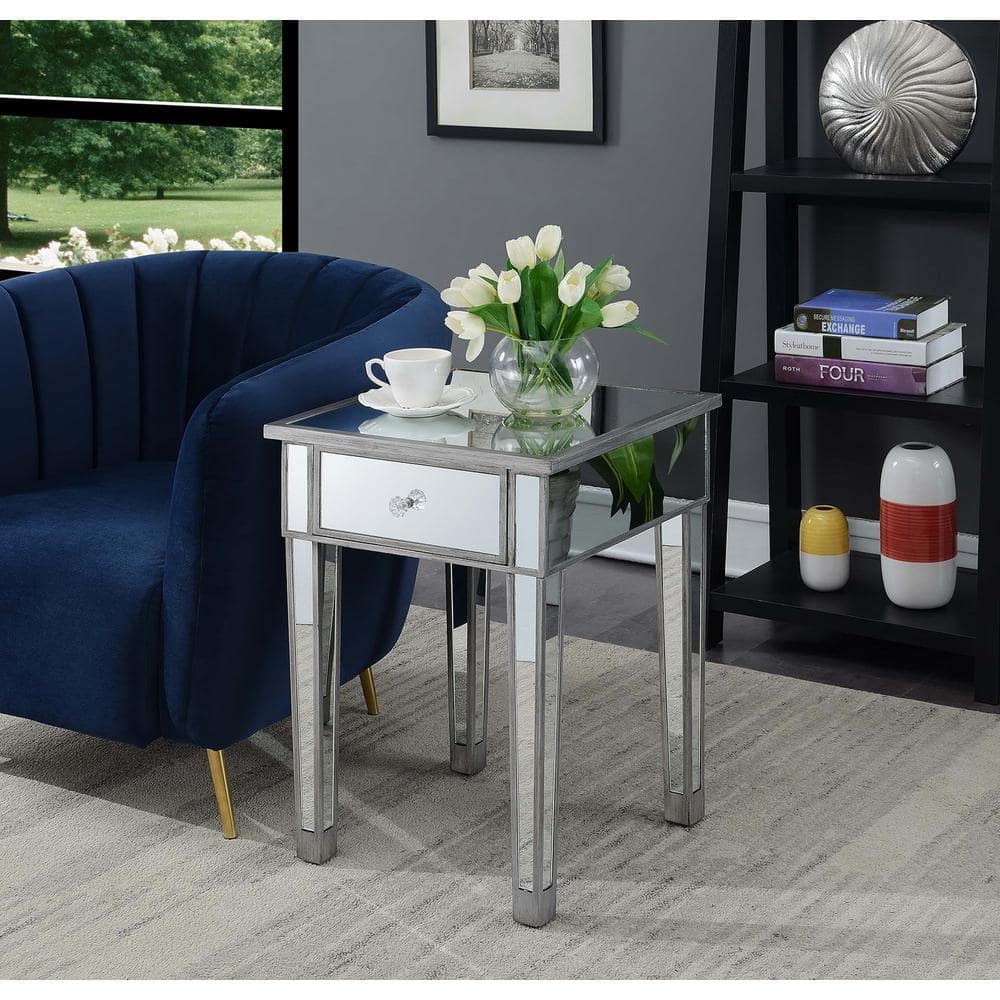 Gold Coast 18" Square Mirrored End Table with Storage