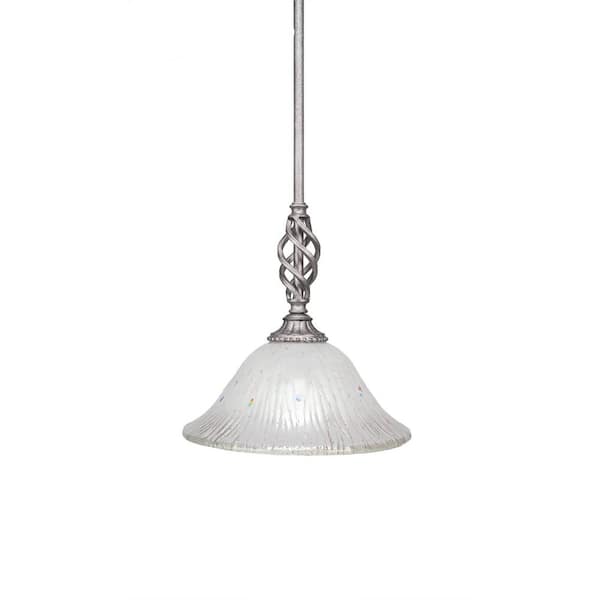 Unbranded Bridgewater 100 W 1-Light Aged Silver Standard Mini Pendant Light with Glass Shade