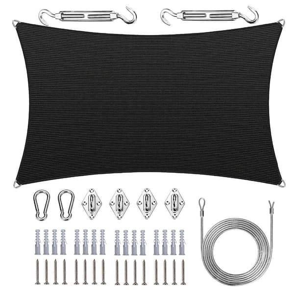 ROYAL SHADE Pro Ring 18 ft. x 24 ft. Rectangle Sun Shade Sail with Hardware Kit and Rope-Black