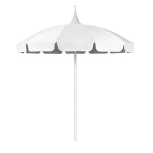 8.5 ft. Silver Aluminum Commercial Pagoda Market Patio Umbrella Fiberglass Ribs in Natural Sunbrella