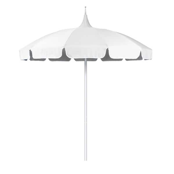 California Umbrella 8.5 ft. Silver Aluminum Commercial Pagoda Market Patio Umbrella Fiberglass Ribs in Natural Sunbrella