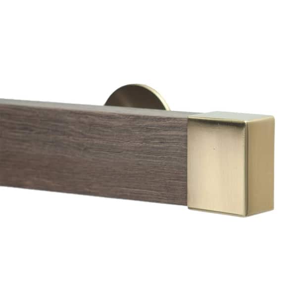 Art Decor Kontur Wood 84 in. Non-Adjustable Single Traverse Window Curtain Rod Set in Cassis with Vintage Brass Endcap