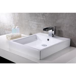 Deux Series Rectangular Ceramic Vessel Sink in White