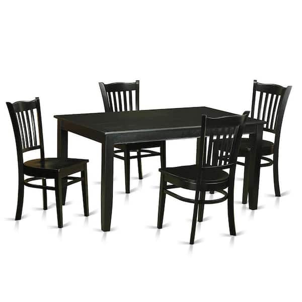 East West Furniture 5-Piece Black Finish Solid Wood Top - Dining Room Set - Seats 4