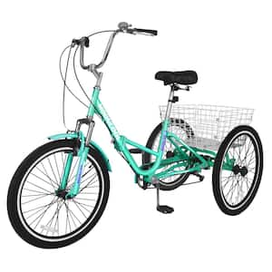 Adult Folding Tricycle, 7 Speed 24 in. Adult Tricycles, 3-Wheel Bike Cruiser Trike with Large Basket/Adjustable Seat