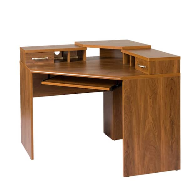 Office Furniture Corner Desk, Computer Desk For Two Monitors With Keyboard Tray
