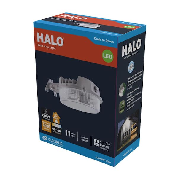 HALO ALB 250-Watt Equivalent Integrated LED Gray Dusk to Dawn Area