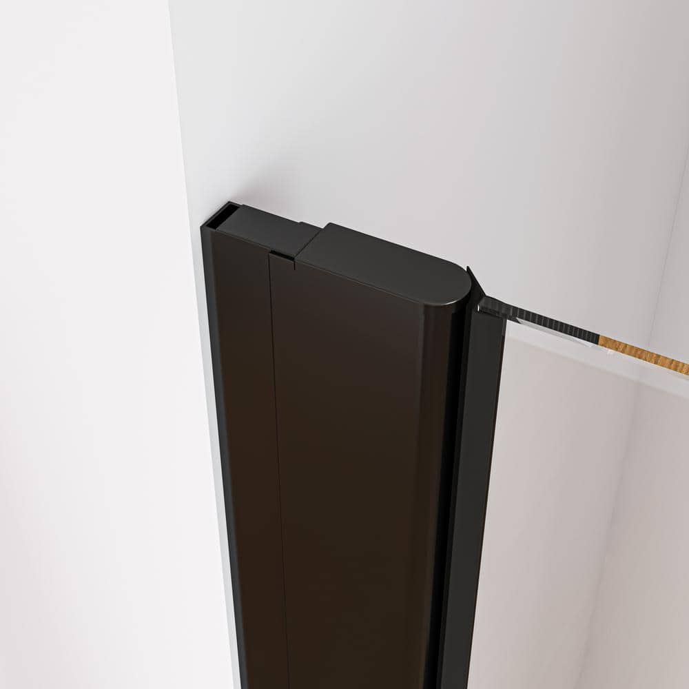 34'' W x 72'' H Frameless Clear Glass Pivot Shower Door in Matte Black Finish