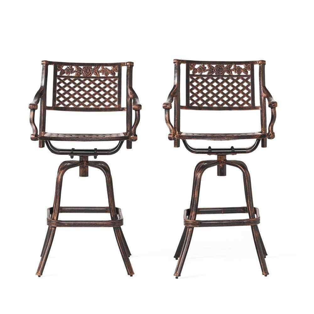 Sebastian Shiny Copper Cast Aluminum Swivel Bar Height Armchair