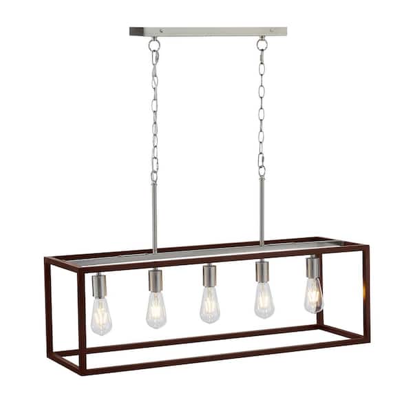 Merra 5-Light Chrome Industrial Geometric Island Chandelier