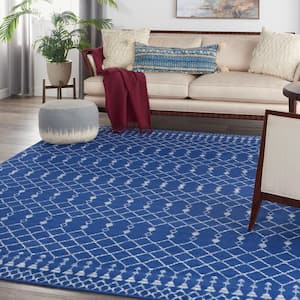 Whimsicle Navy 9 ft. x 12 ft. Tribal Moroccan Contemporary Area Rug