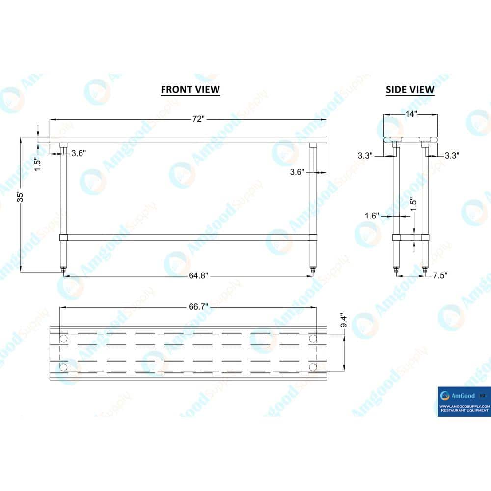 72" Stainless Steel Work Table with Galvanized Undershelf
