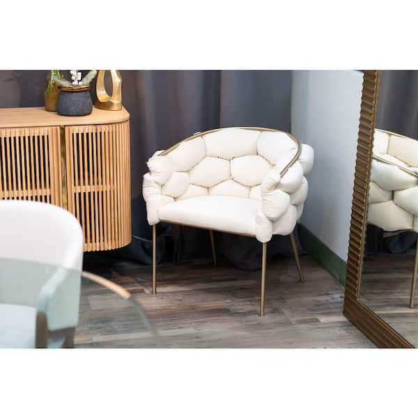 Debra Modern Off-White Fabric Dining Chair
