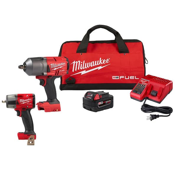 Milwaukee M18 Fuel 18V Lithium-Ion Brushless Cordless 1/2 in. and 3/8 in. Impact Wrench with Friction Ring Kit (2-Tool)