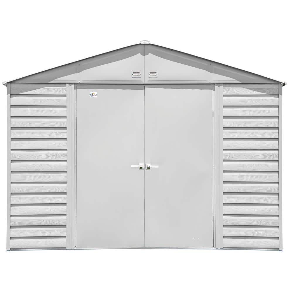 Flute Grey 10' x 12' Galvanized Steel Peak Roof Storage Shed