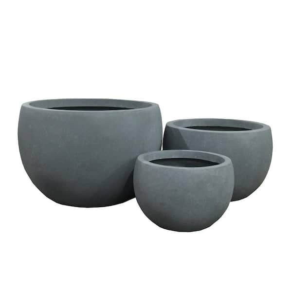 KANTE 20 in., 16 in. and 12 in. W Round Slate Gray Concrete