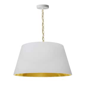 Brynn 1-Light Aged Brass LED Pendant with Aged Brass and Gold Fabric Shade
