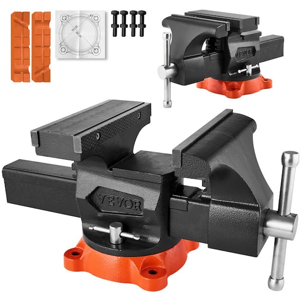 VEVOR Bench Vise 8 in. Jaw Width 8 in. Max Jaw Opening Multipurpose Vise with 360° Swivel Locking Base 3.7 in. Throat Depth