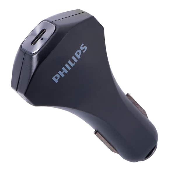Philips High-Speed USB-C Car Charger with Rapid Charge Power Delivery, Black