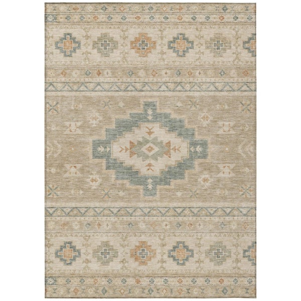 Chantille Machine Washable Indoor/Outdoor Abstract ACN3125 Linen 9 ft. x 12 ft. Area Rug