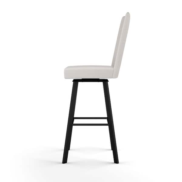 Elmira 30 in. Light Grey Polyester / Black Metal Swivel Bar Stool