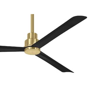 Simple 52 in. 6 Fan Speeds Ceiling Fan in Soft Brass and Black with Remote Control