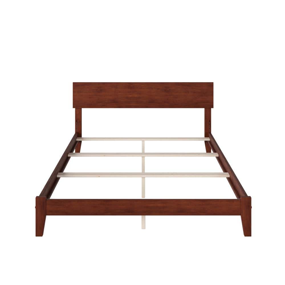 Orlando Queen Walnut Wood Platform Bed with Headboard
