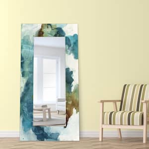 72 in. x 36 in. Blue Sky Rectangle Framed Printed Tempered Art Glass Beveled Accent Mirror