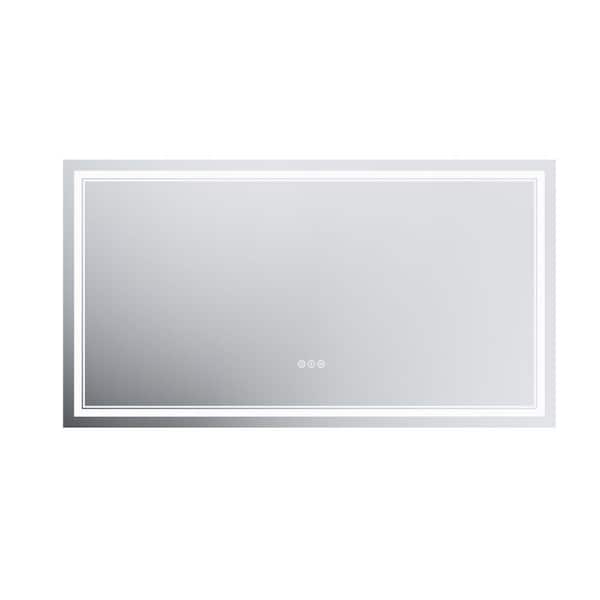 Modland Hans 55 in. W x 30 in. H Rectangular Frameless Backlit LED Touch Sensor Anti-Fog Dimmable Wall Bathroom Vanity Mirror