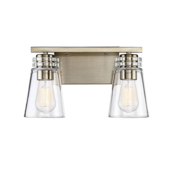 Filament Design 2-Light Noble Brass Bath Vanity Light with Clear Glass