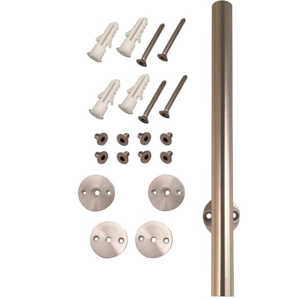 Stainless Glide 78-1/4 in. Stainless Steel Round Rail with Mounting Brackets