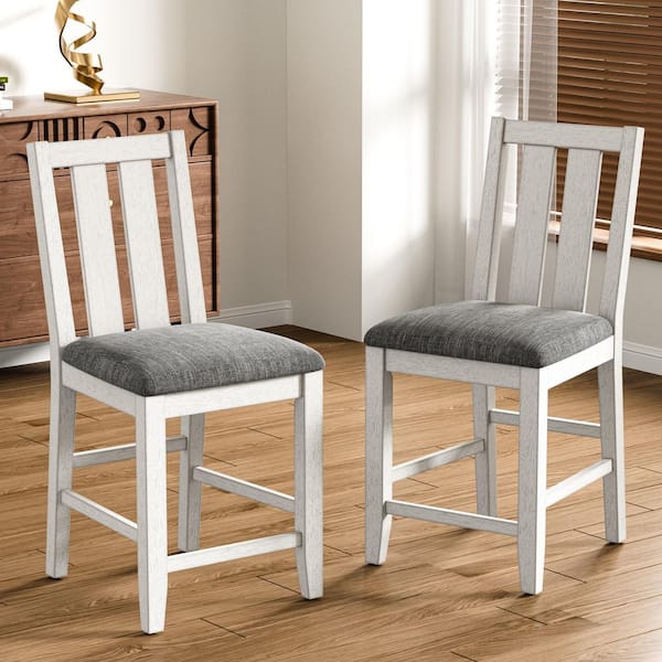 5-Piece Gray Counter Height Dining Table Set with Foldable Round-to-Square Wood Top Table, Kithcen Table Set for 4