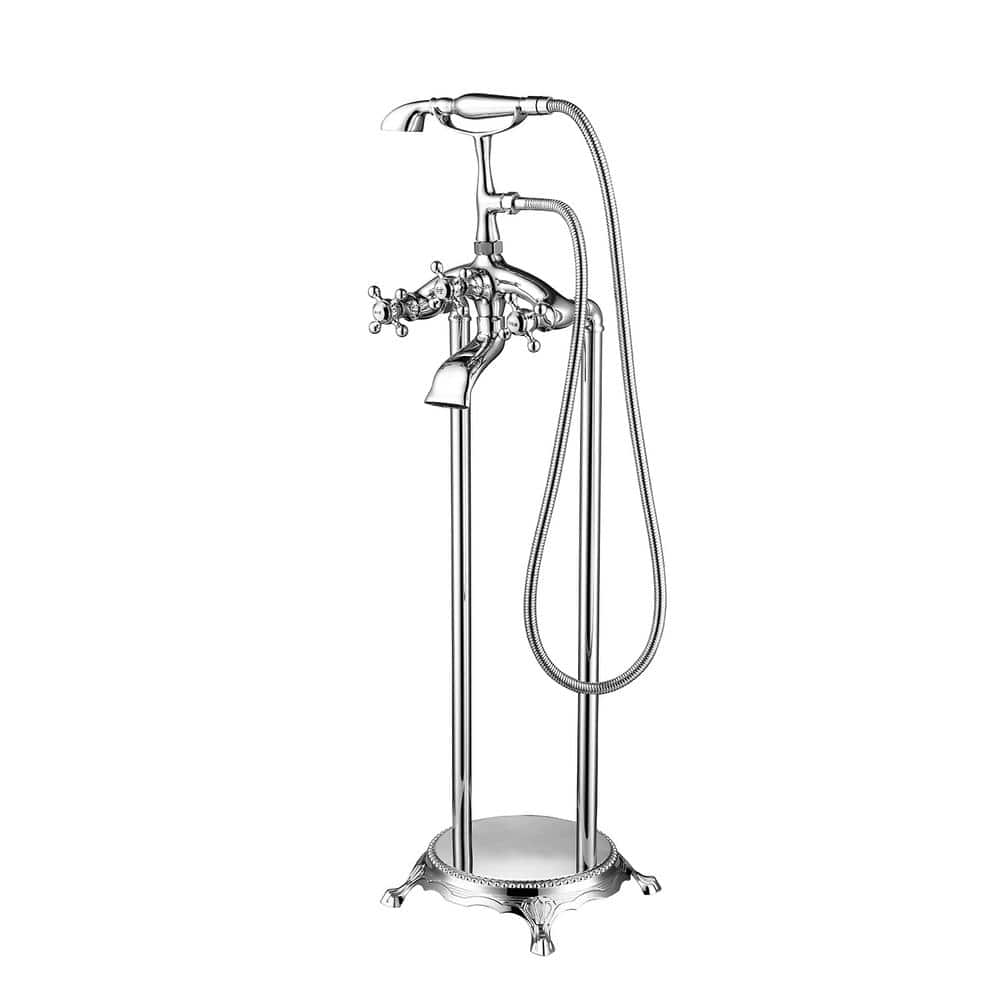Maincraft 3Handle Floor Mount Claw Foot Freestanding Tub Faucet with
