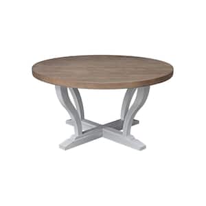 LaCasa 38 in. W x 38 in. L x 20 in. H Sesame/Chalk Solid Wood Round Coffee Table